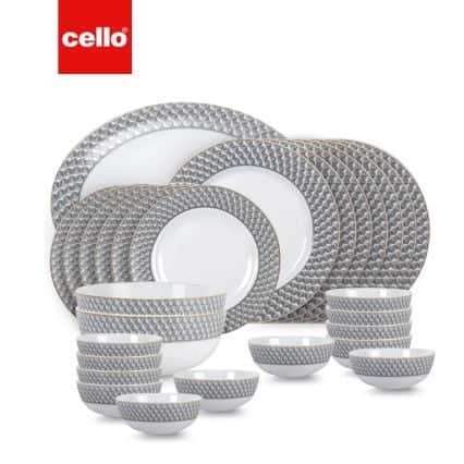 Sleek Cello Feather Ds 27 Pcs Dinner Set - Pyramids Design in bulk from India — Ant Mascot