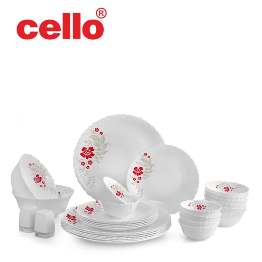 Cello Dazzle Dinner Set 29 Pcs - Scrlet Blis in bulk from India — Ant Mascot