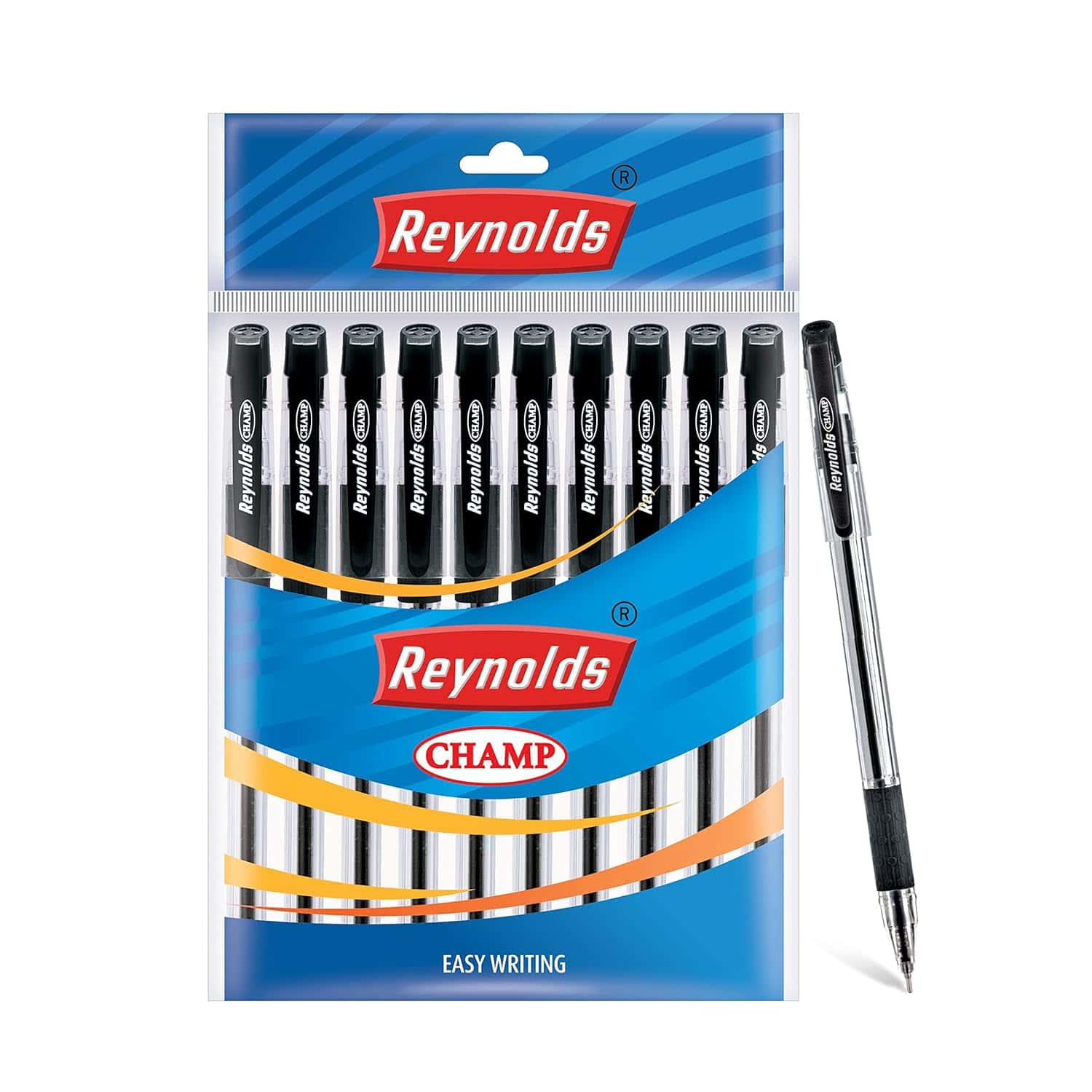 Reynolds Champs Ball Pen Black Pack Of 10 in bulk from India — Ant Mascot