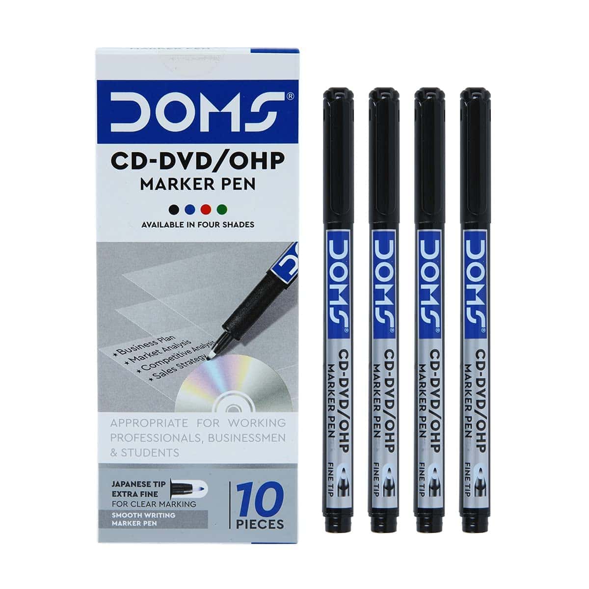 DOMS CD Marker Pen Black Pack Of 10 in bulk from India — Ant Mascot