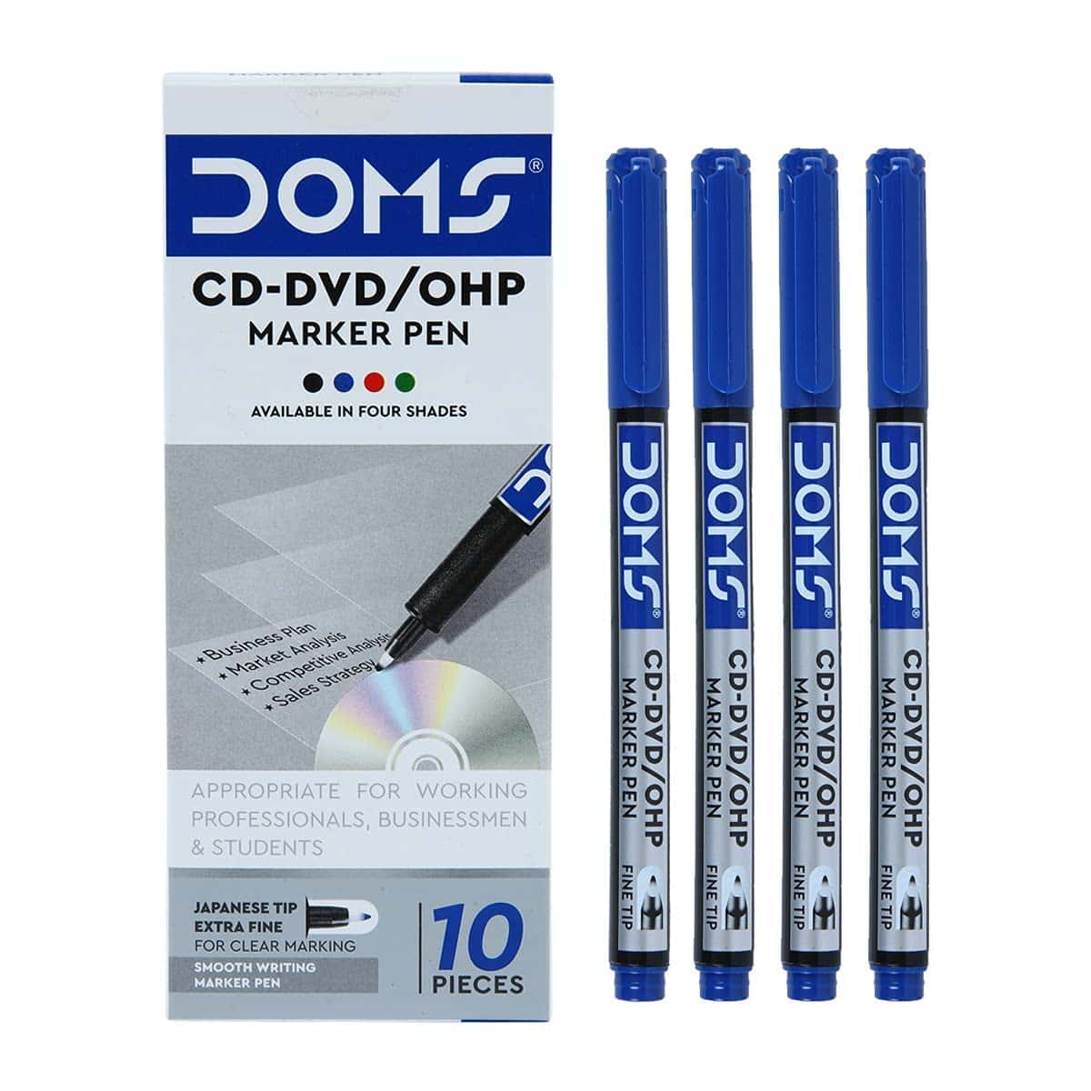 DOMS CD Marker Pen Blue Pack Of 10 in bulk from India — Ant Mascot