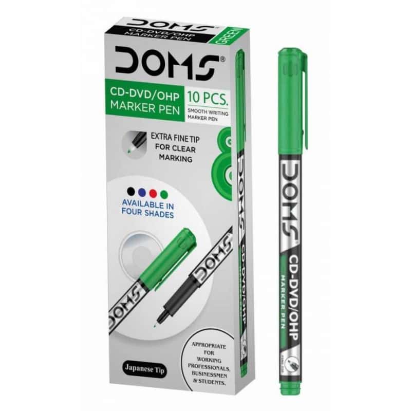 DOMS CD Marker Pen Green Pack Of 10 in bulk from India — Ant Mascot
