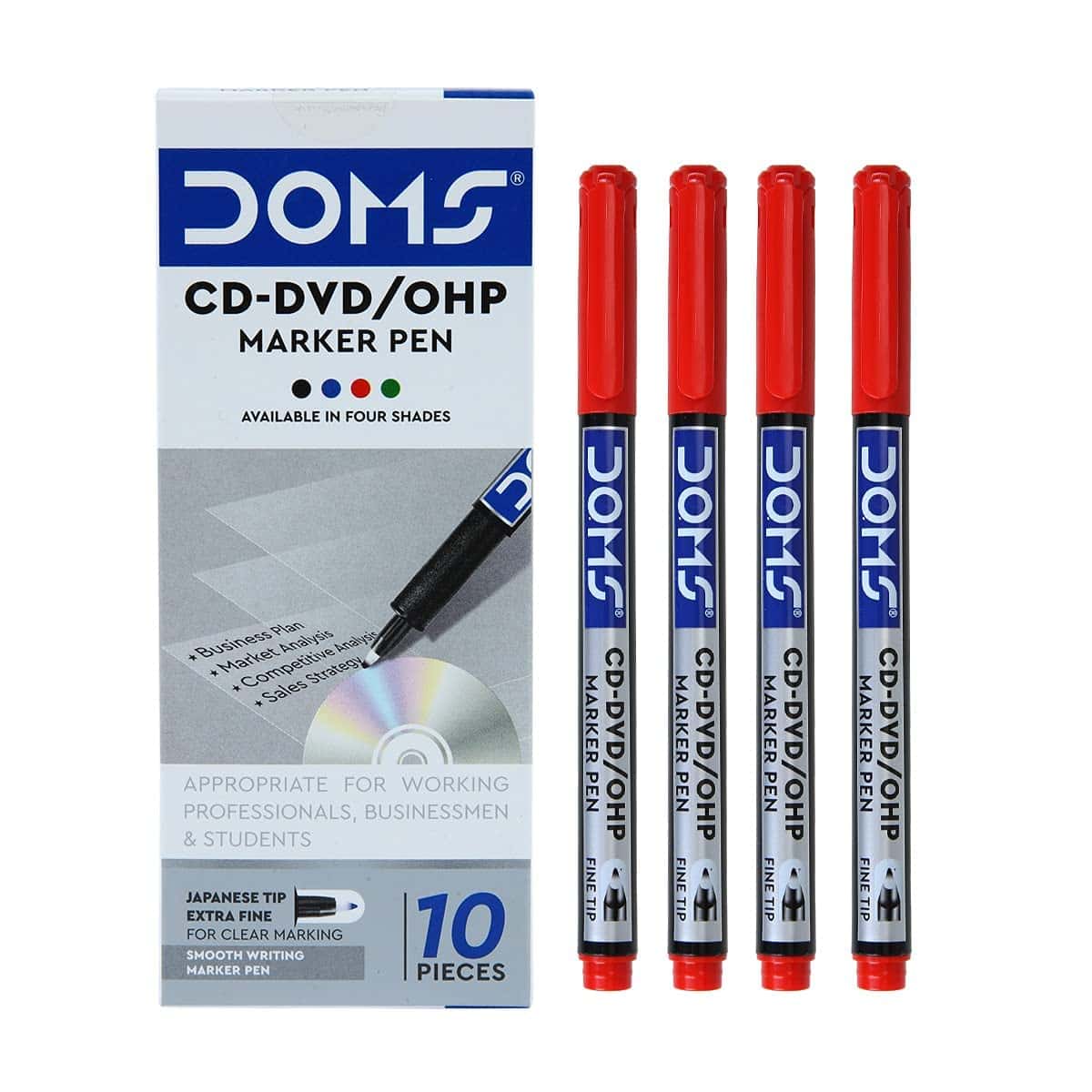 DOMS CD Marker Pen Red Pack Of 10 in bulk from India — Ant Mascot