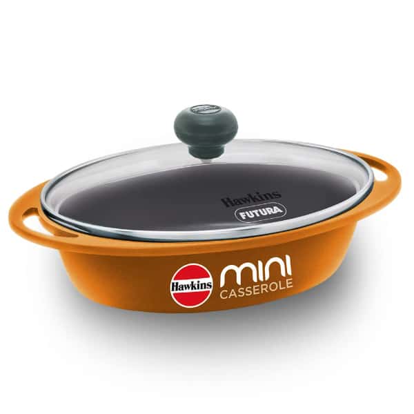 Hawkins 0.75L Oval Shaped Die-Cast Mini Casserole with Glass Lid Yellow in bulk from India — Ant Mascot