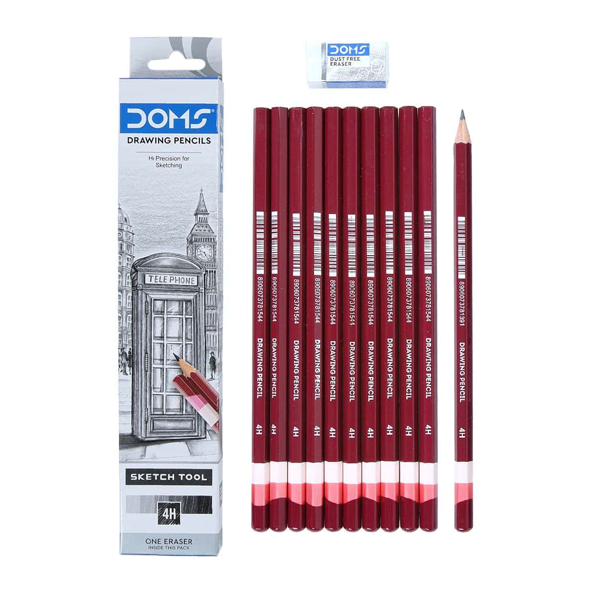 DOMS Drawing Pencil 4H Pack Of 10 in bulk from India — Ant Mascot