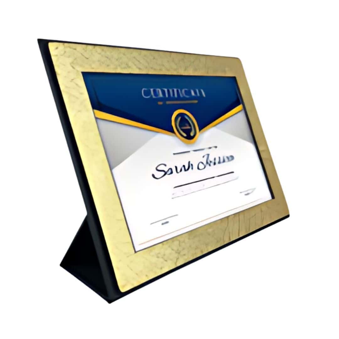 Certificate Photo Displayers Trifolder Gold in bulk from India — Ant Mascot