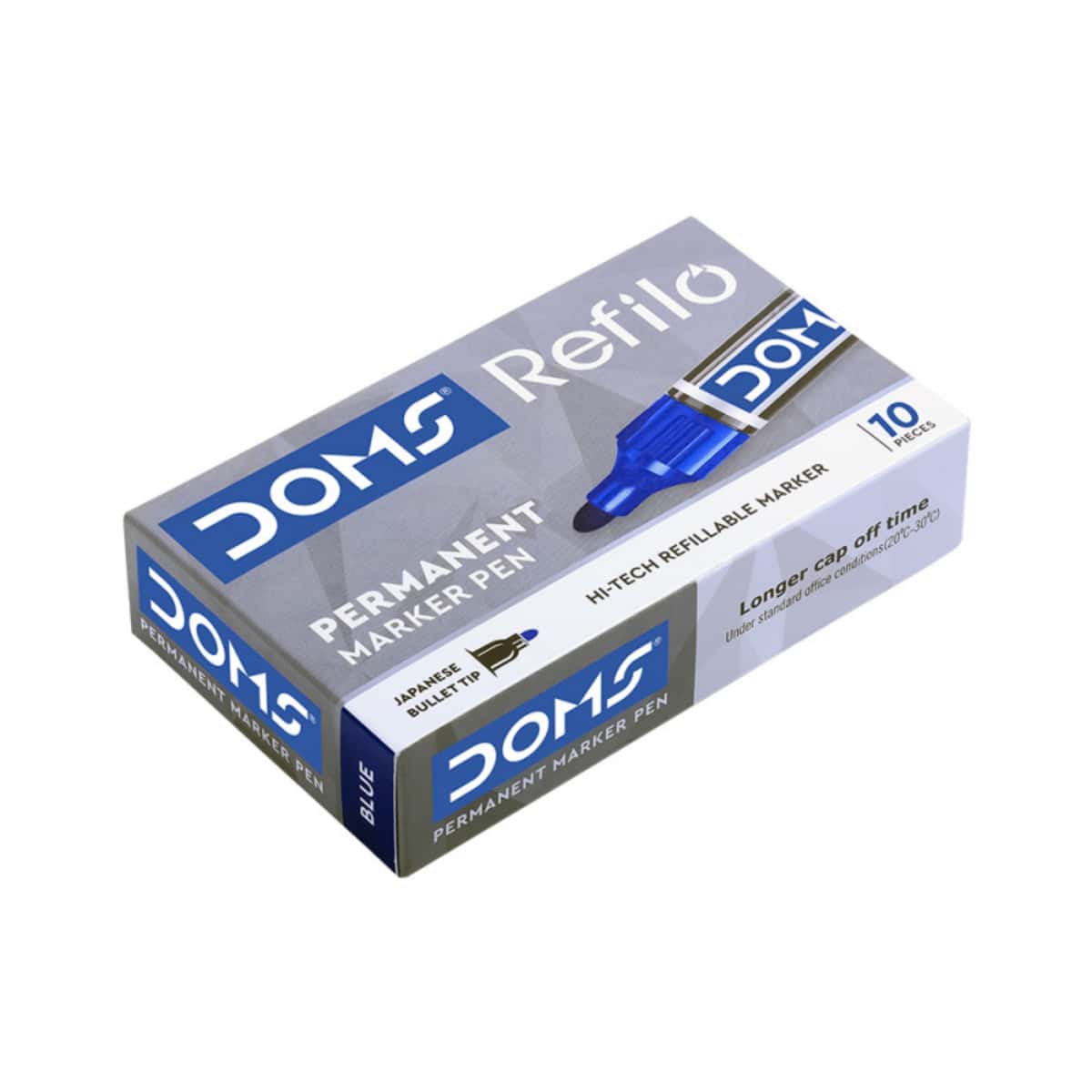 DOMS Permanent Marker-Blue Pack Of 10 in bulk from India — Ant Mascot