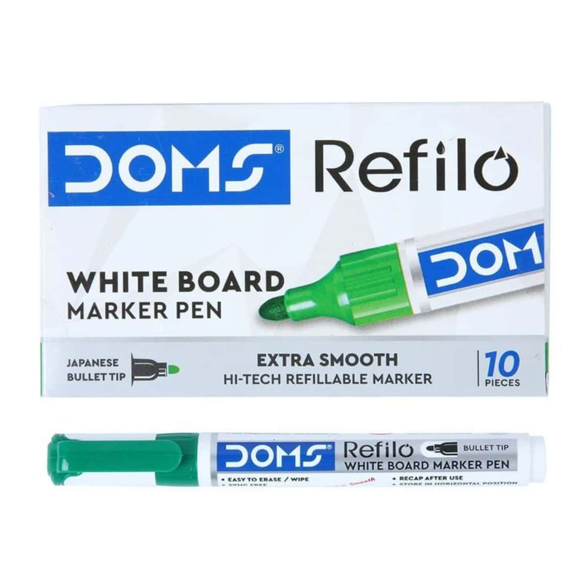 DOMS White Board Marker Green Pack Of 10 in bulk from India — Ant Mascot