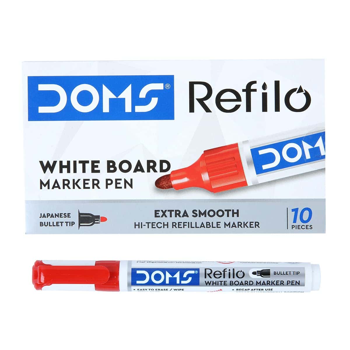 DOMS White Board Marker Red Pack Of 10 in bulk from India — Ant Mascot