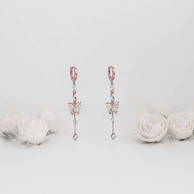 Rose Gold Charming Butterfly Earrings in bulk from India — Ant Mascot