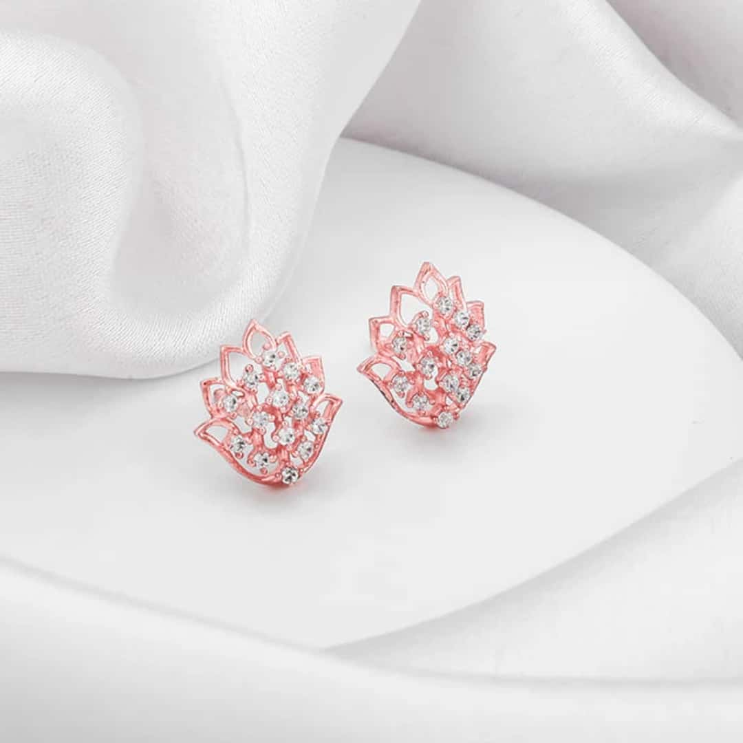 Rose Gold Lotus Radiance Earrings in bulk from India — Ant Mascot