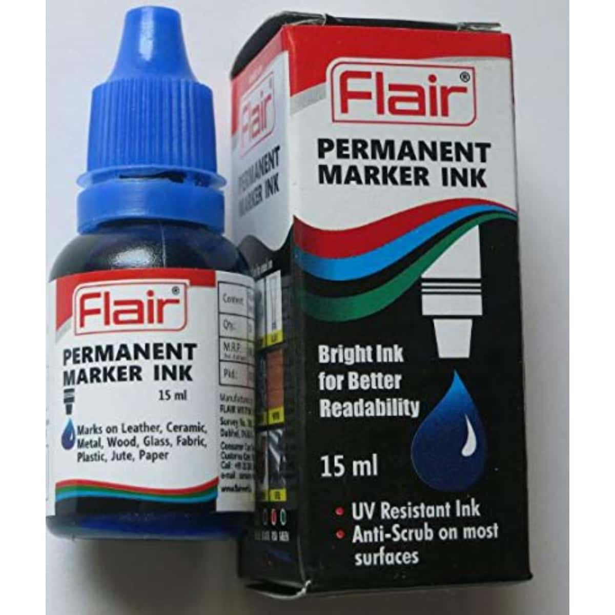 Flair Permanent Marker Ink 15Ml Blue in bulk from India — Ant Mascot