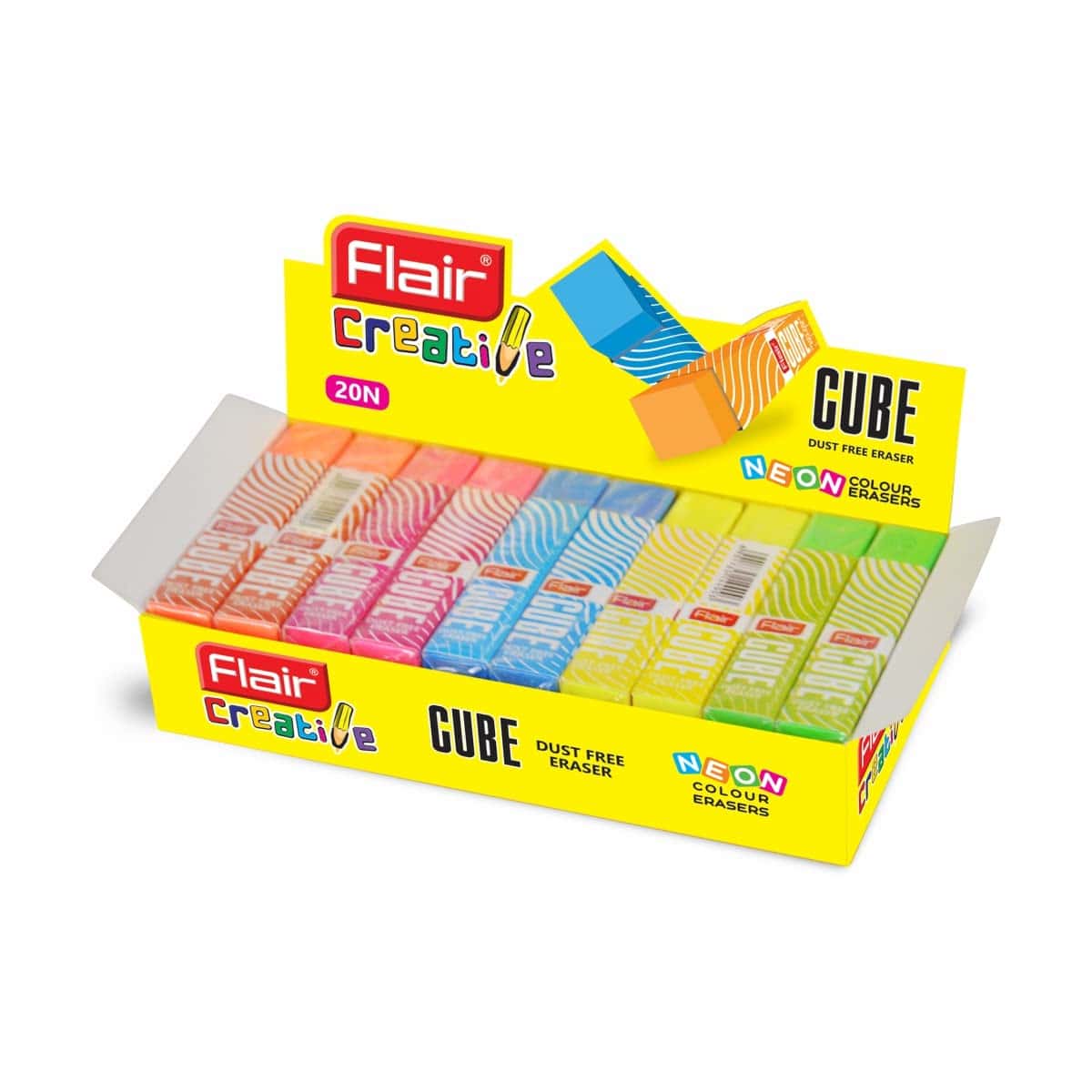 Flair Cube Eraser Pack Of 20 in bulk from India — Ant Mascot
