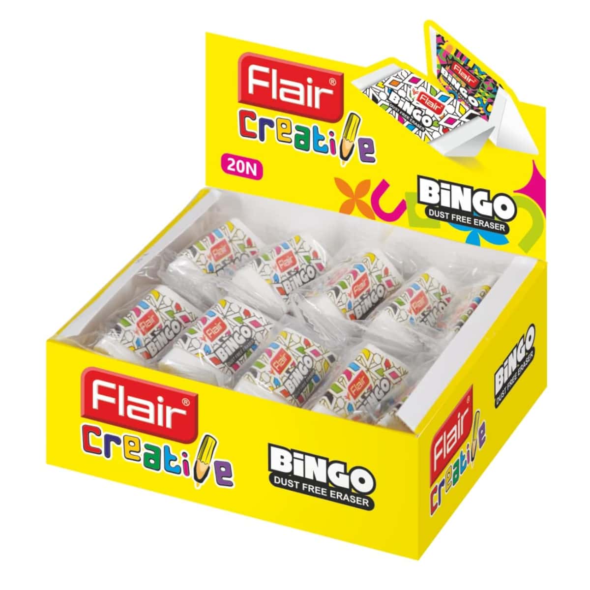 Flair Bingo Eraser Pack Of 20 in bulk from India — Ant Mascot