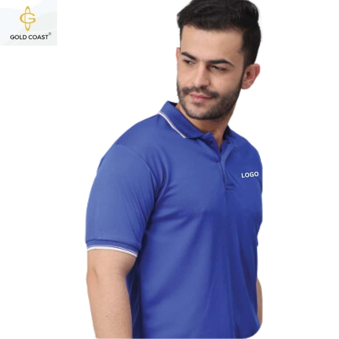 Gold Coast DotKnit Dri-Fit Polo T-Shirt - Blue in bulk from India — Ant Mascot