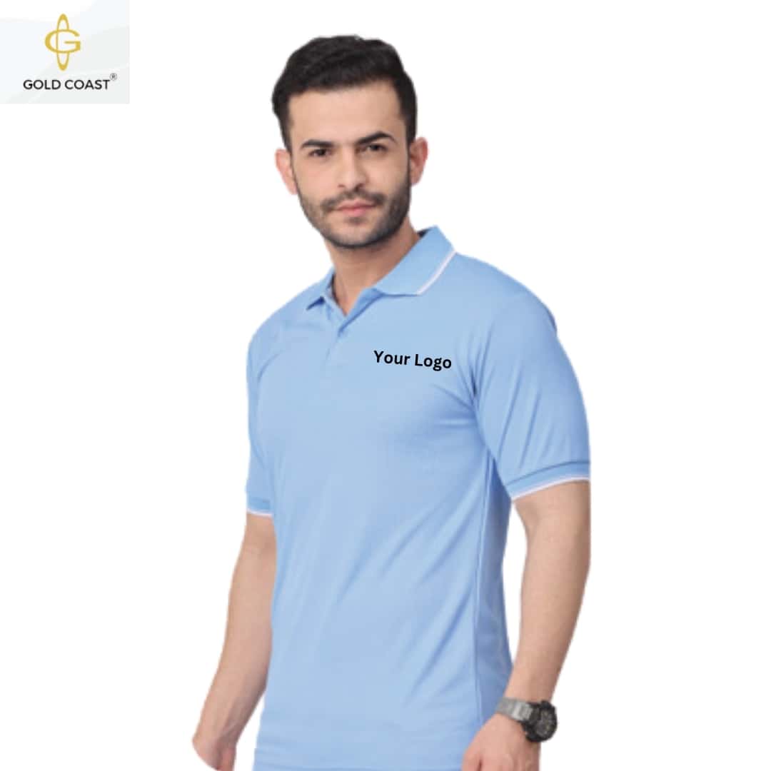 Gold Coast DotKnit Dri-Fit Polo T-Shirt - Sky Blue in bulk from India — Ant Mascot