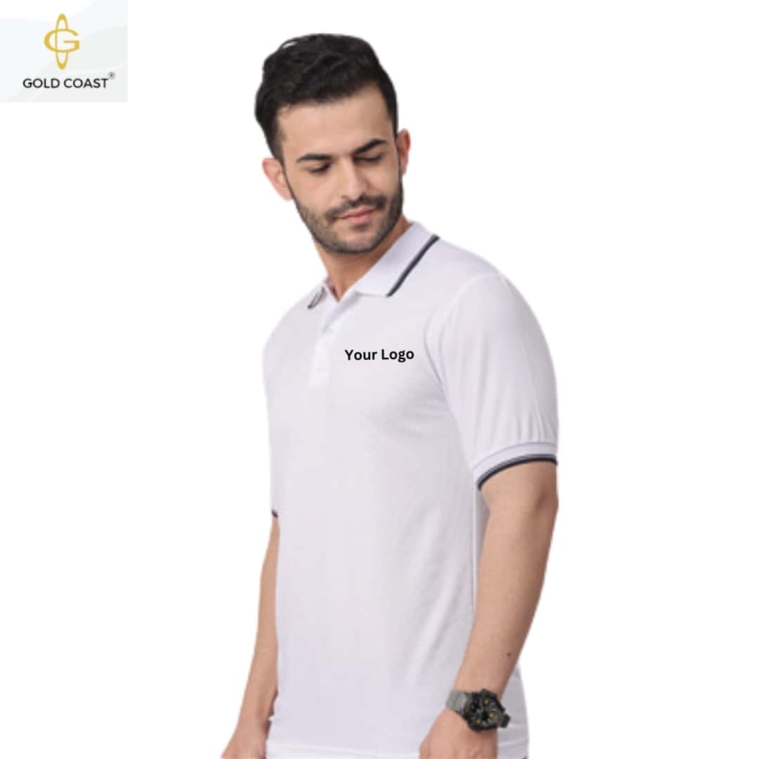Gold Coast DotKnit Dri-Fit Polo T-Shirt - White in bulk from India — Ant Mascot