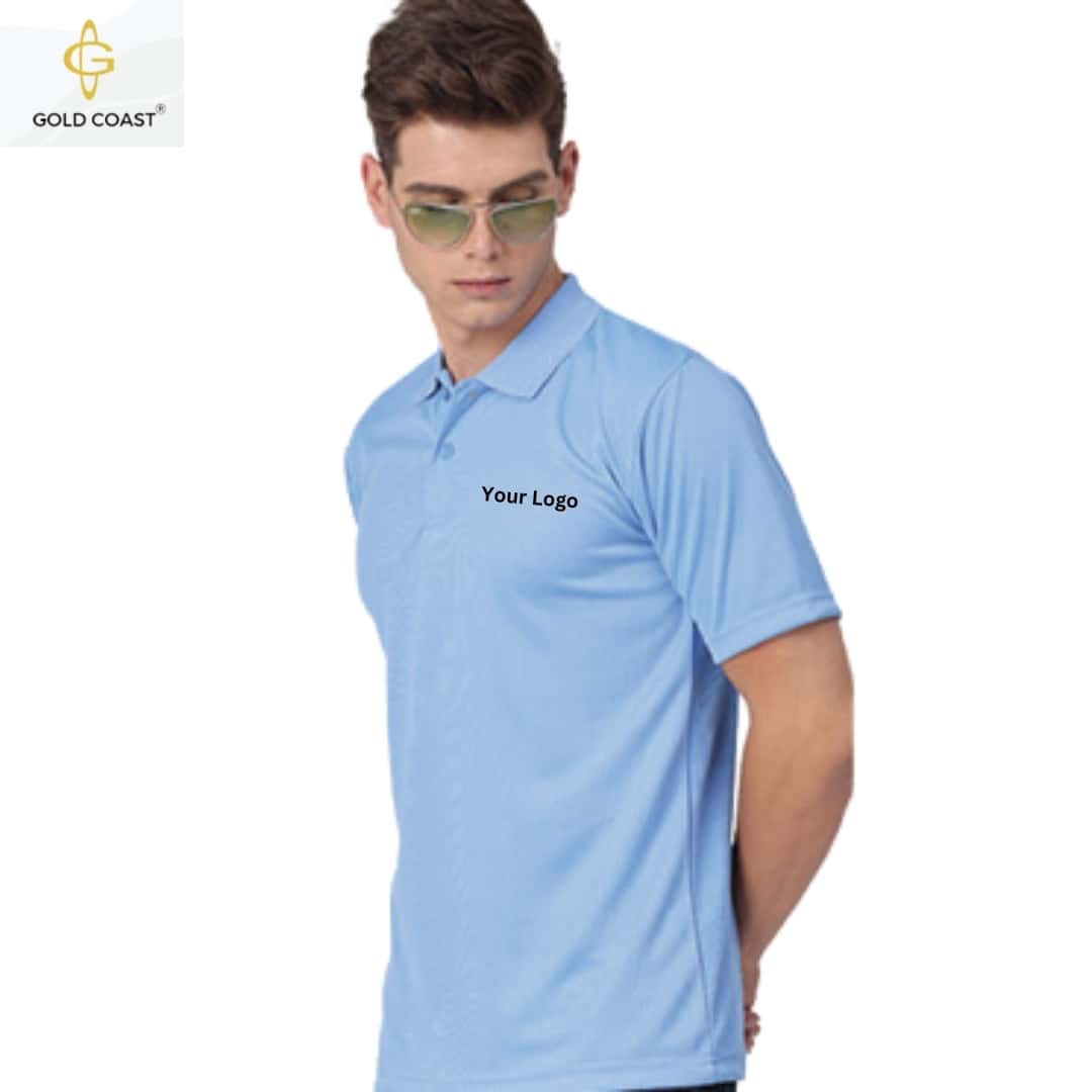 Gold Coast HoneyComb Dri-Fit Polo T-Shirt - Sky Blue in bulk from India — Ant Mascot