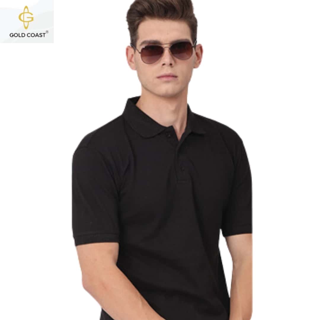 Gold Coast Air-Tex Cotton Polo T-Shirt - Black in bulk from India — Ant Mascot