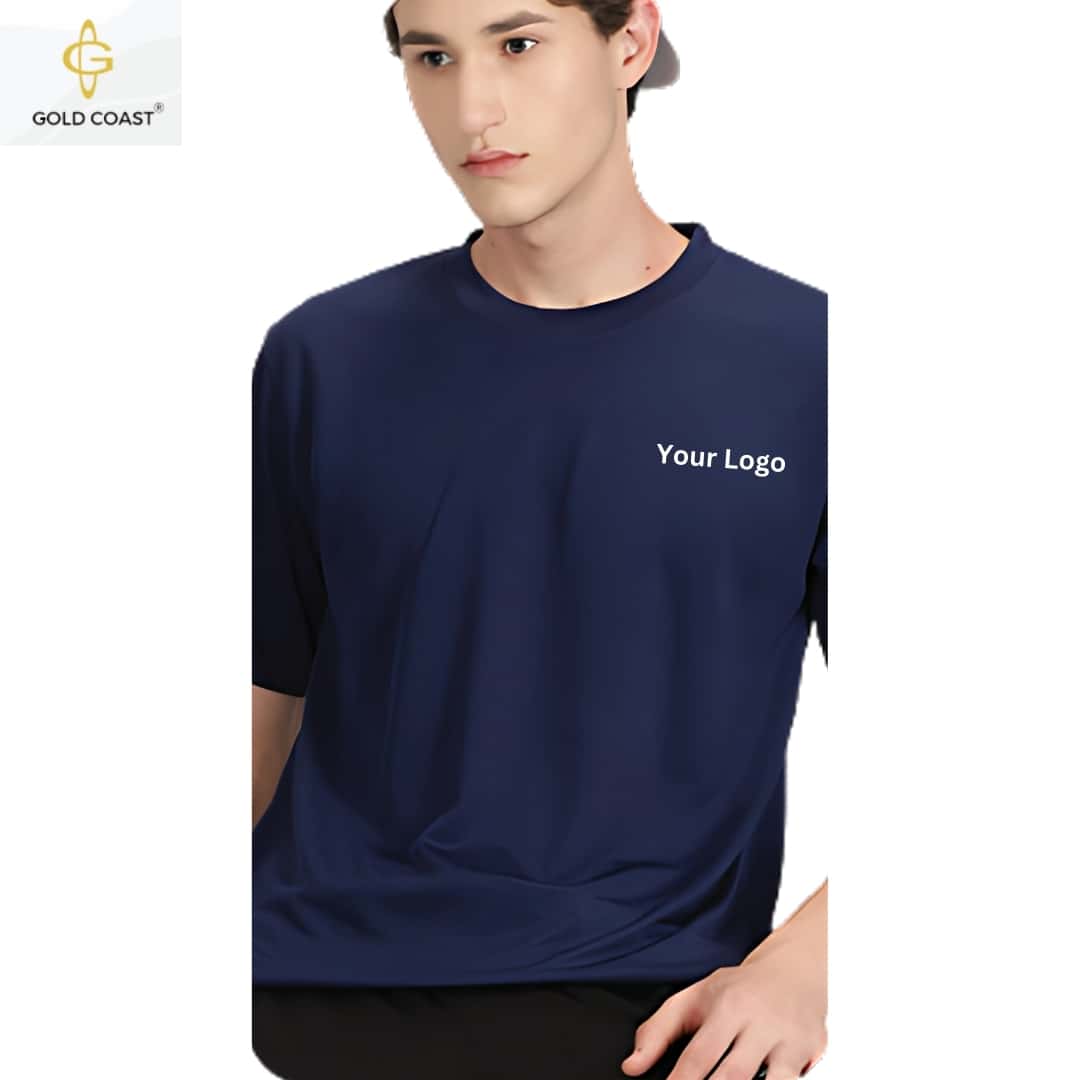 Gold Coast DRI-FIT Dot-Knit Round Neck T-Shirt - Navy Blue in bulk from India — Ant Mascot