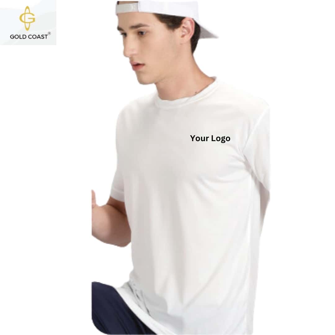 Gold Coast DRI-FIT Dot-Knit Round Neck T-Shirt - White in bulk from India — Ant Mascot