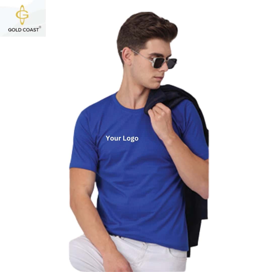Gold Coast 100% Cotton Premium Round Neck T-Shirt - Blue in bulk from India — Ant Mascot