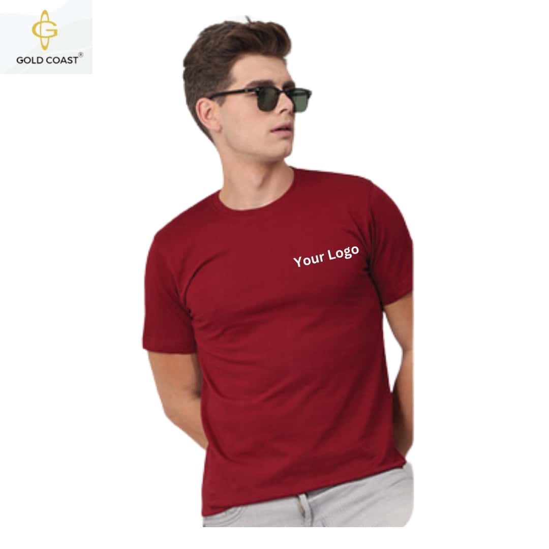 Gold Coast 100% Cotton Premium Round Neck T-Shirt - Maroon in bulk from India — Ant Mascot