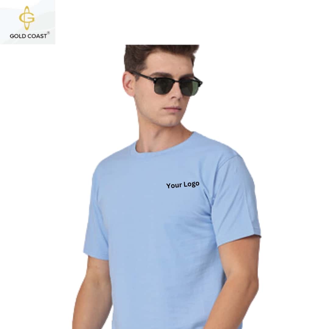 Gold Coast 100% Cotton Premium Round Neck T-Shirt - Sky Blue in bulk from India — Ant Mascot