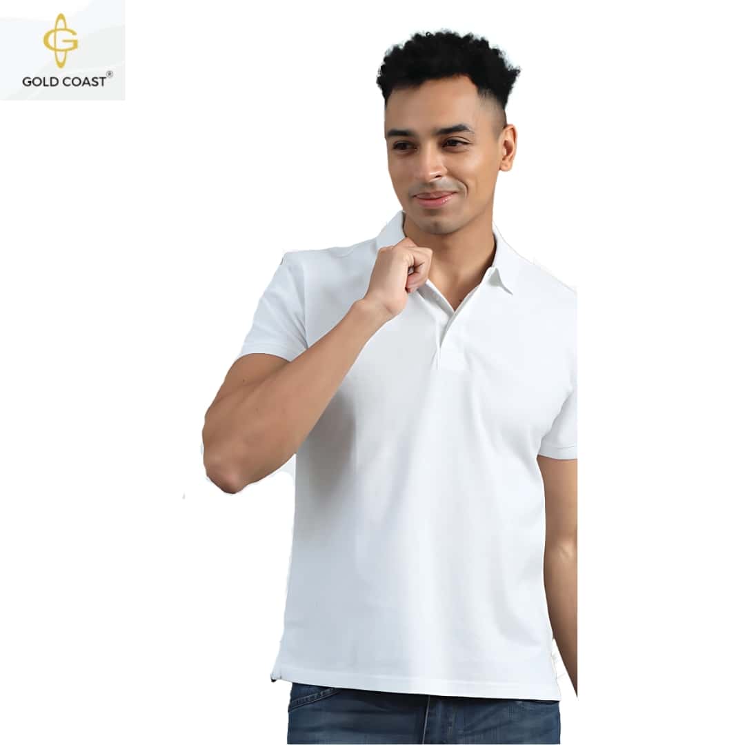 Gold Coast Jacquard Cotton Polo T-Shirt - White in bulk from India — Ant Mascot