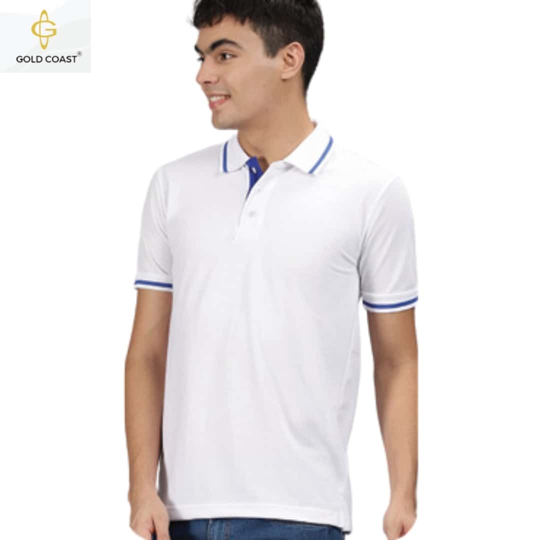 Gold Coast Pique Polo T-Shirt - White in bulk from India — Ant Mascot