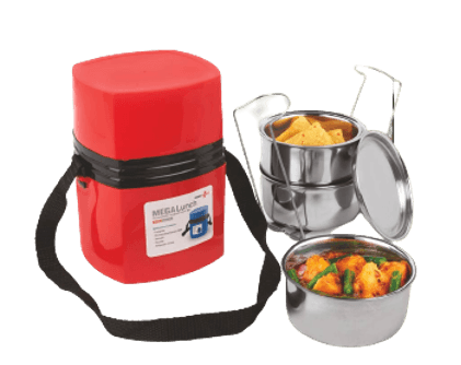 Power Plus SS Containers Mega Steel Lunch Box 3 in bulk from India — Ant Mascot