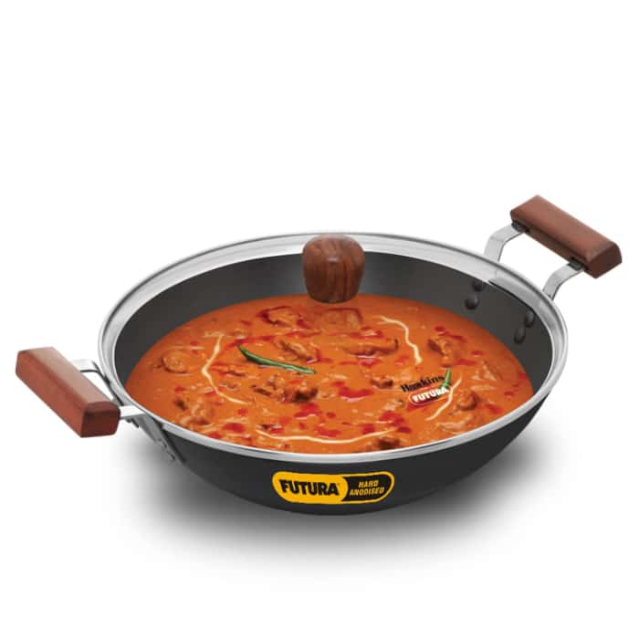 Hawkins Futura 3.75L Hard Anodised Kadhai with Glass Lid in bulk from India — Ant Mascot
