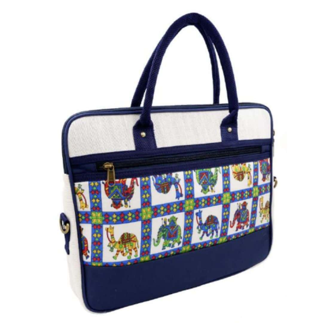 Eco-Friendly Blue Jute Laptop Sleeve in bulk from India — Ant Mascot