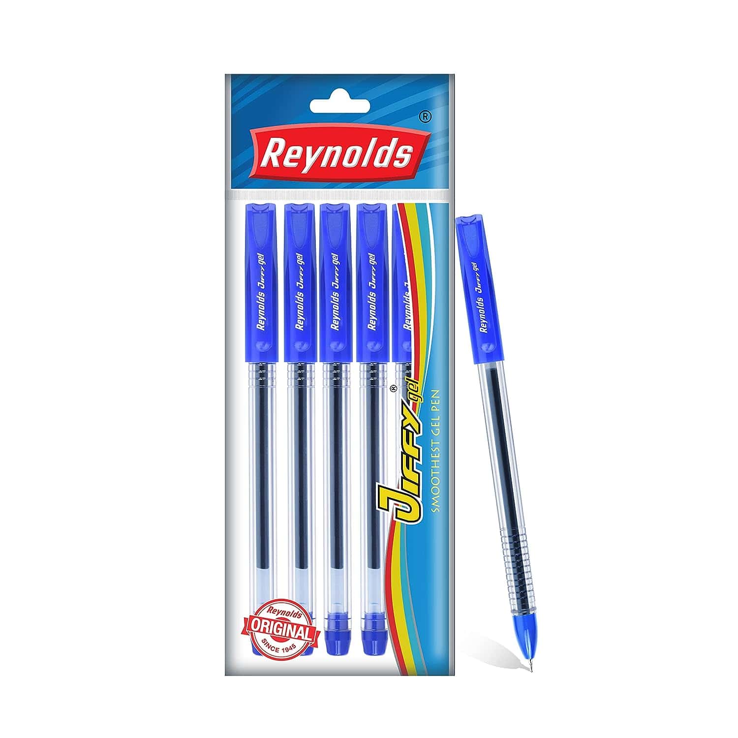 Reynolds Jiffy Gel Pen Blue Pack Of 5 in bulk from India — Ant Mascot
