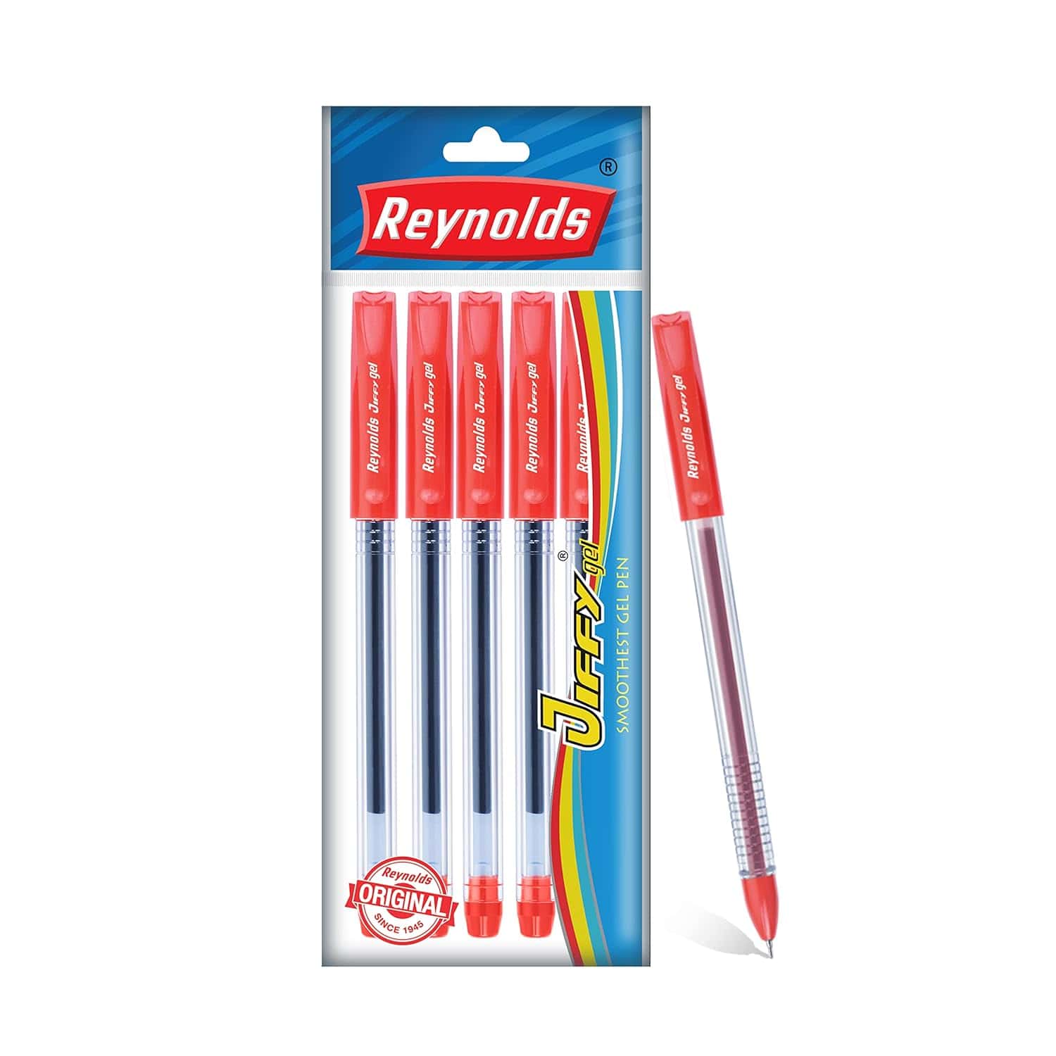 Reynolds Jiffy Gel Pen Red Pack Of 5 in bulk from India — Ant Mascot