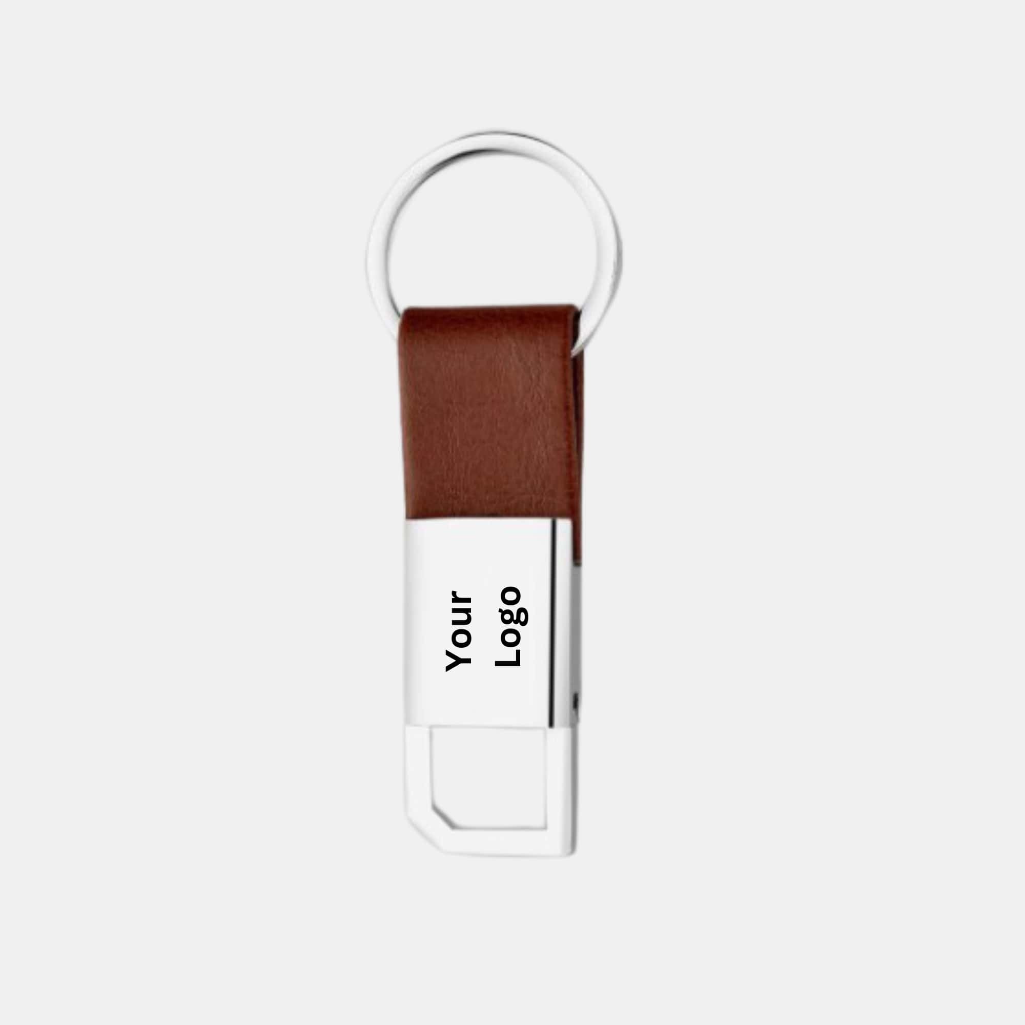 Brown Leather Strap with Metal Finish Keychain in bulk from India — Ant Mascot
