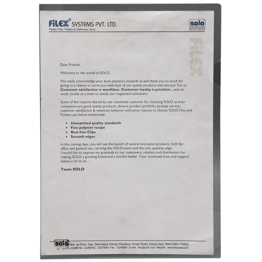 Solo Clear Holder (L Folder) in bulk from India — Ant Mascot