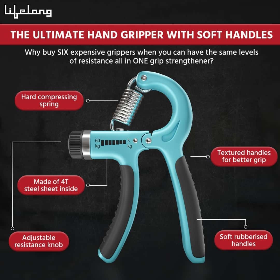 Lifelong Adjustable Hand Grip Strengthener, Hand Gripper for Men & Women Blue in bulk from India — Ant Mascot