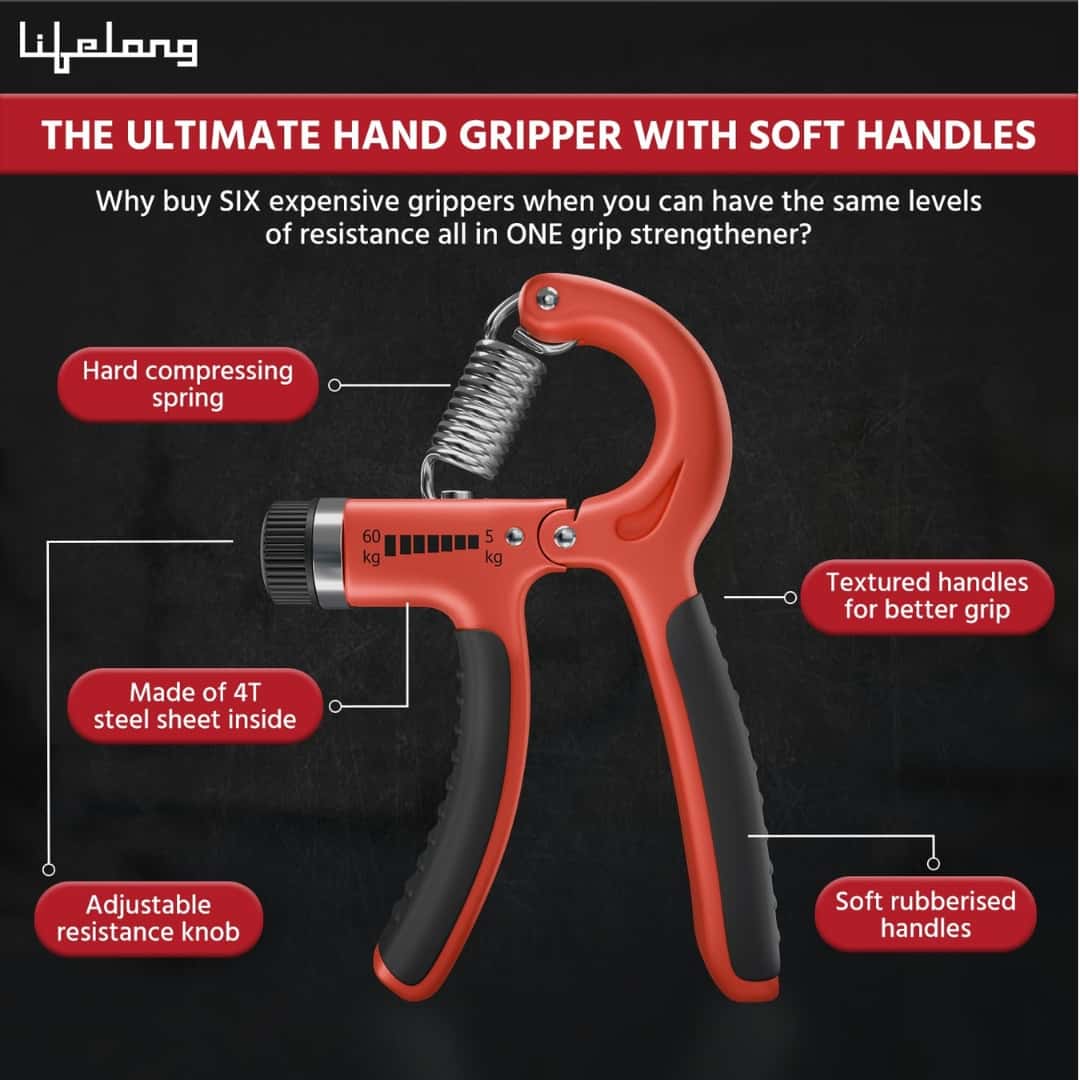 Lifelong Adjustable Hand Grip Strengthener, Hand Gripper for Men & Women Black in bulk from India — Ant Mascot