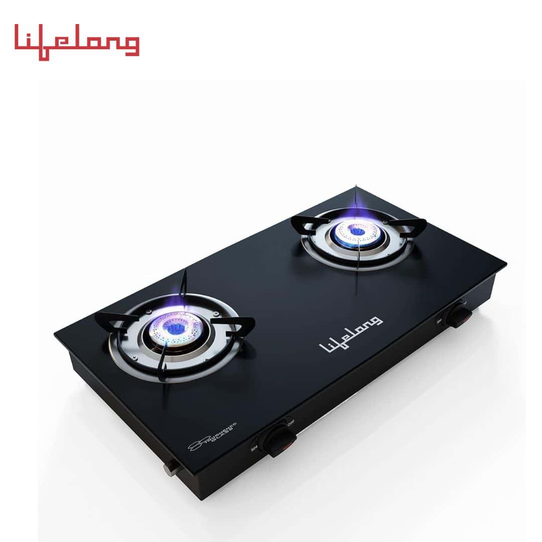 Lifelong LLGS10 Glass Top, 2 Burner Manual Glass Gas Stove, Black in bulk from India — Ant Mascot