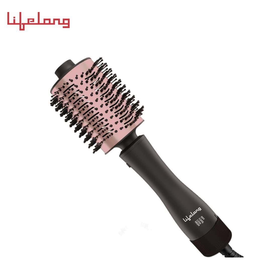 Lifelong Hair Volumizer - 4 in 1 Hair Styling Machine- Attachments for Blow Dryer, Straightening Comb, Curler & Hot Air Brush - Electric Hairbrush for One-Step Hair Styling (LLPCW102, Rose Gold) in bulk from India — Ant Mascot