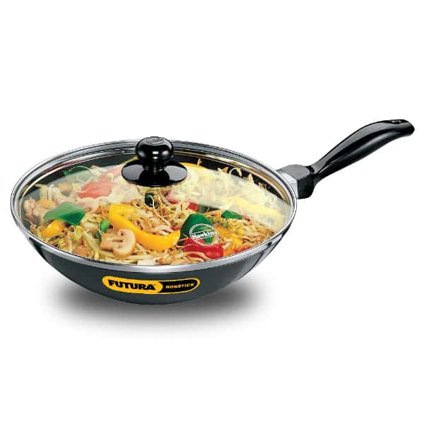 Hawkins Flat Bottom Stir-Fry Pan with Glass lid in bulk from India — Ant Mascot