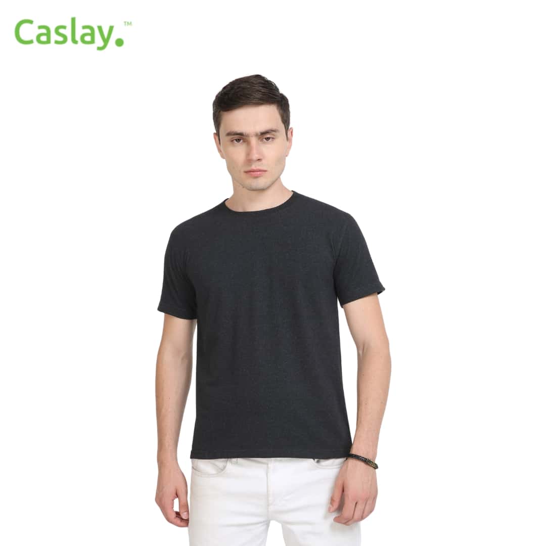 Caslay Crew Neck T-Shirts - Charcoal Melange in bulk from India — Ant Mascot