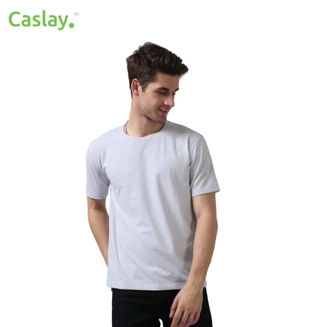 Caslay Crew Neck T-Shirts - White Melange in bulk from India — Ant Mascot