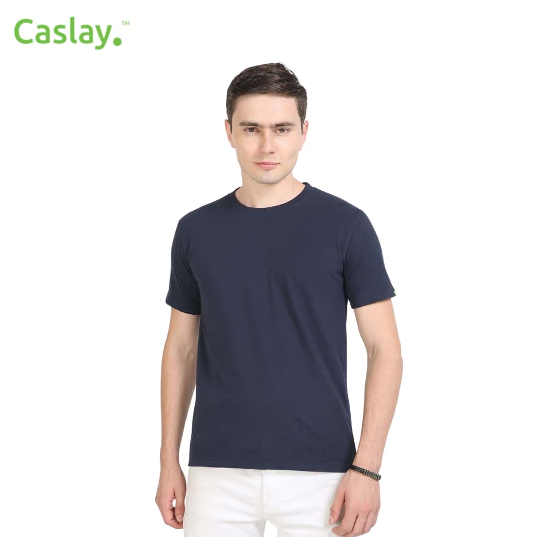 Caslay Crew Neck T-Shirts - Navy Blue in bulk from India — Ant Mascot