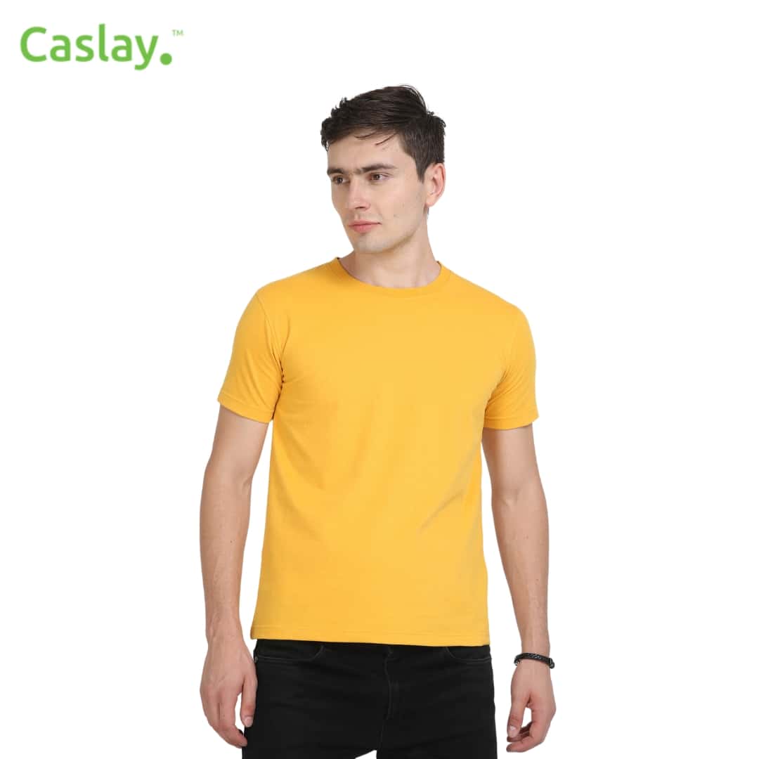 Caslay Crew Neck T-Shirts - Mustard in bulk from India — Ant Mascot