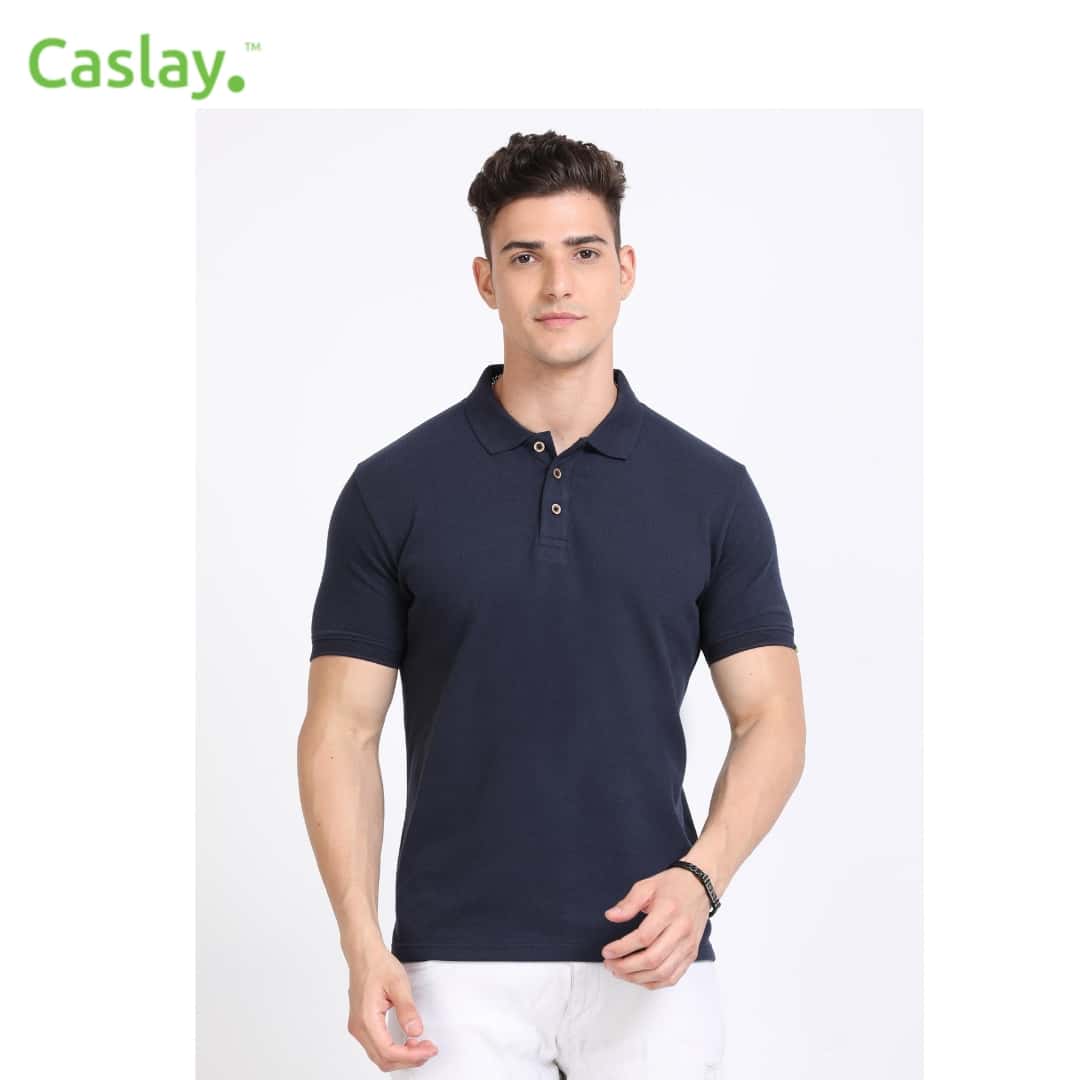 Caslay Polo T-Shirt - Navy Blue in bulk from India — Ant Mascot