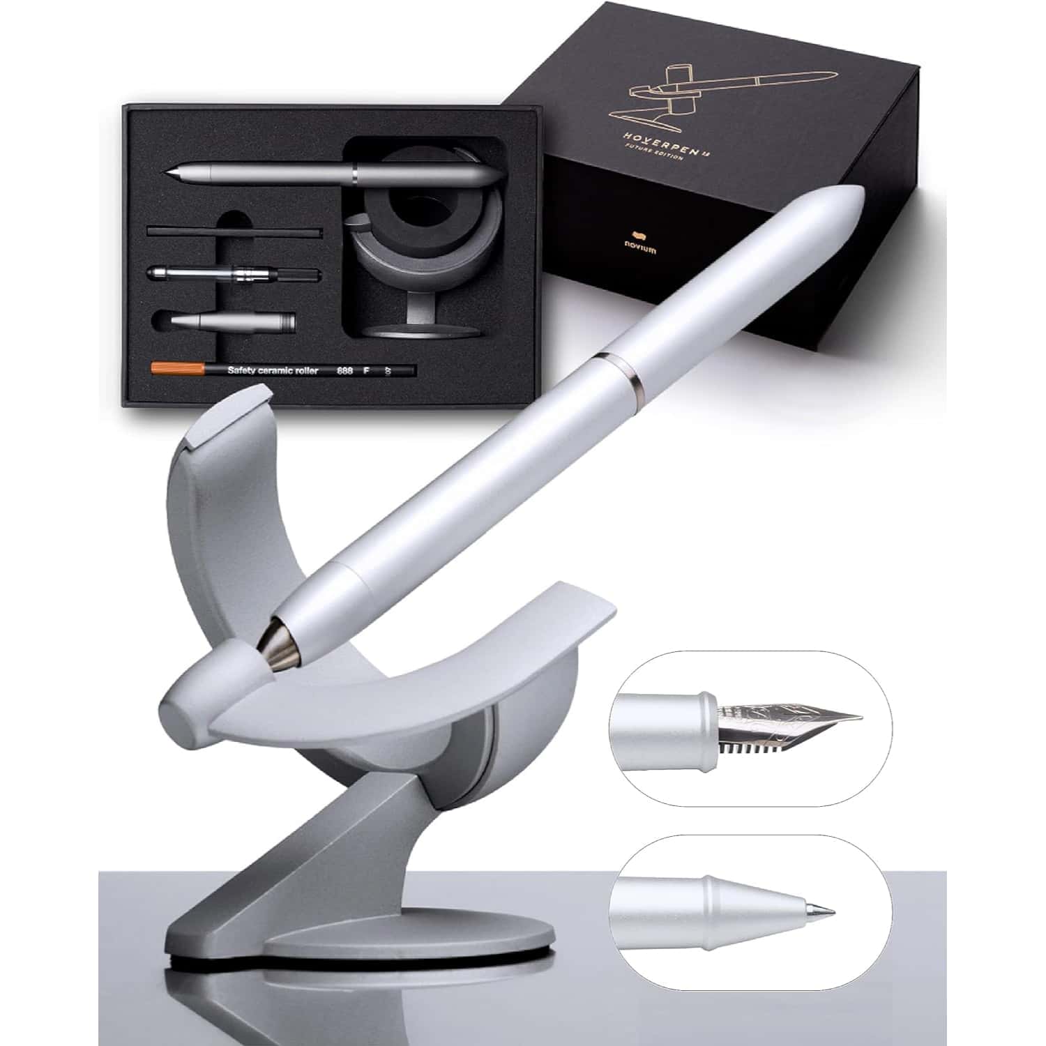 Novium 3.0 2in1 Hoverpen Fountain & Rollerball  Frost Silver in bulk from India — Ant Mascot