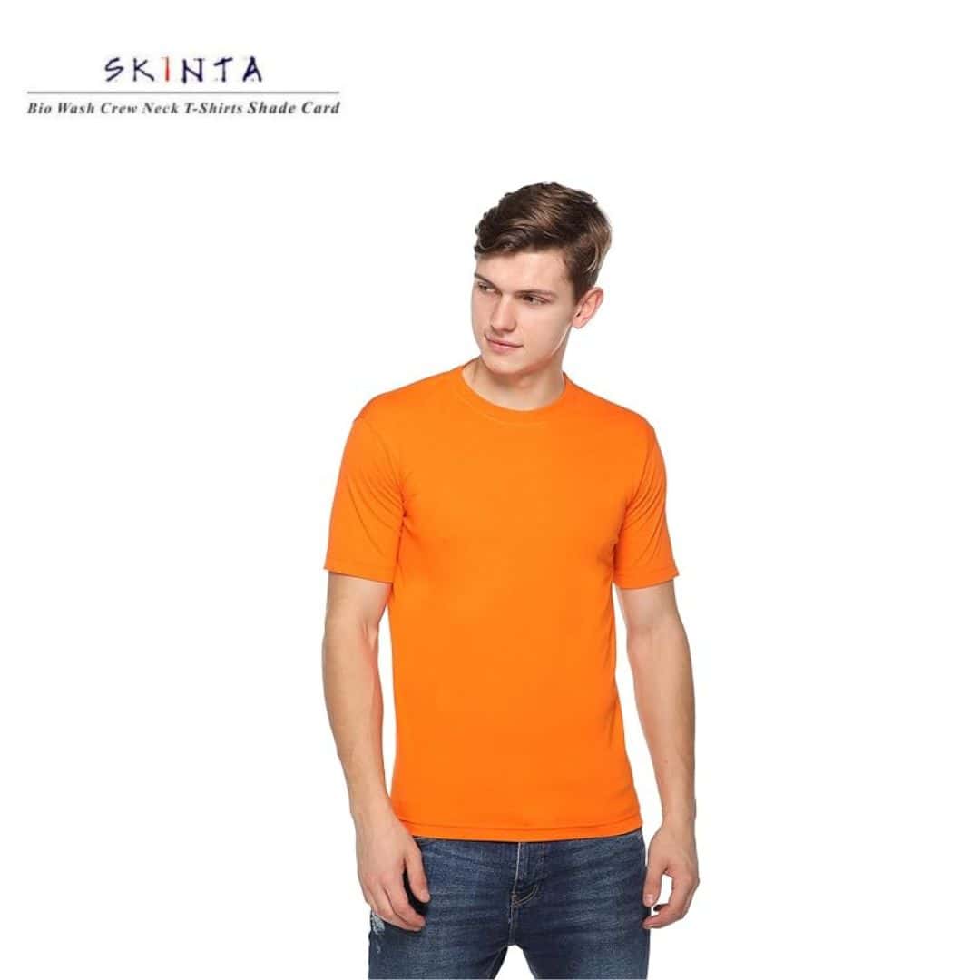PIKMEE Men's SKINTA Crew T Shirt Orange in bulk from India — Ant Mascot