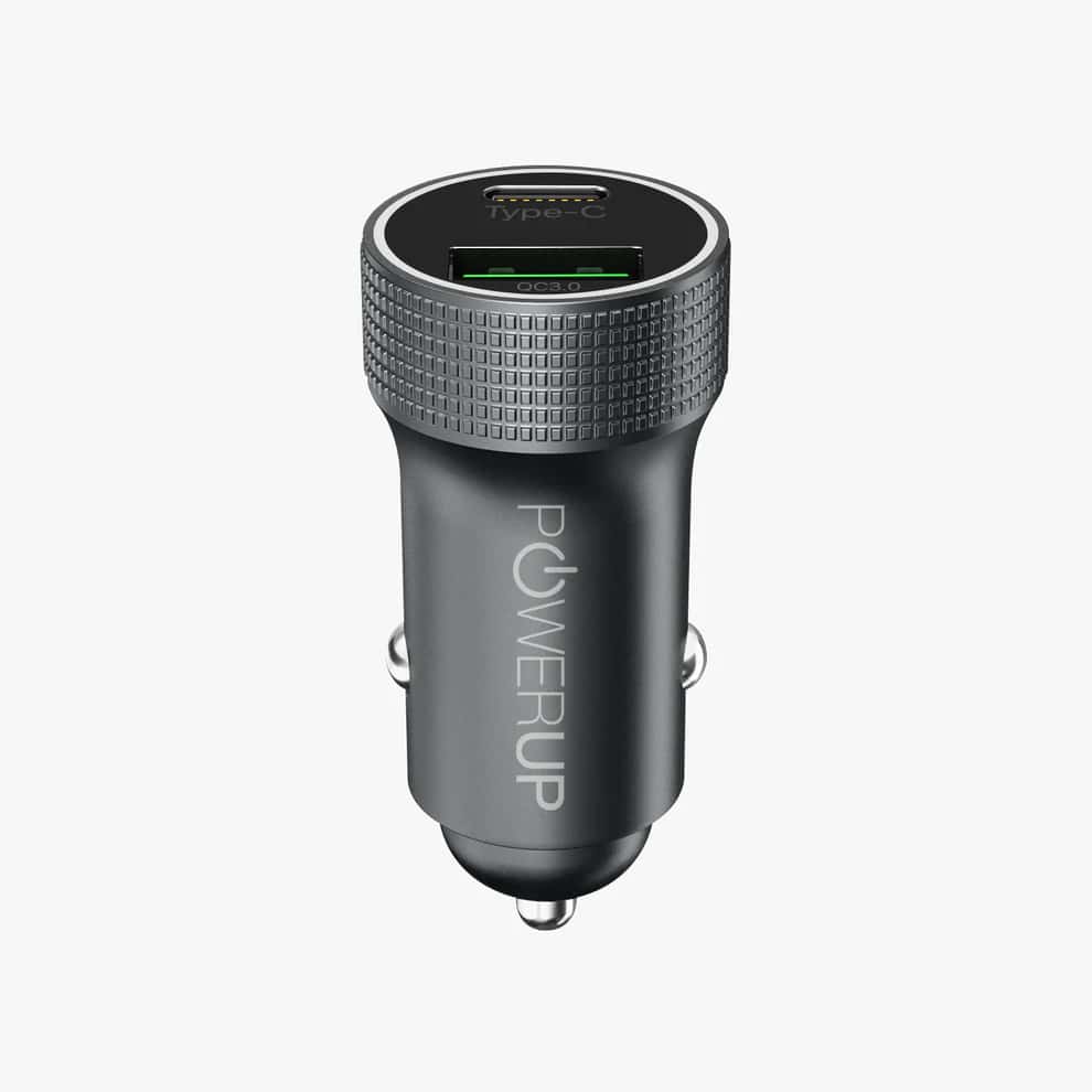 Powerup Metal Type-C 38W PD & USB 3.0 Quick Car Charger - Black in bulk from India — Ant Mascot